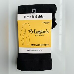 Maggie’s Organics Organic Cotton Base Layer Leggings Ankle Length Black -size XL